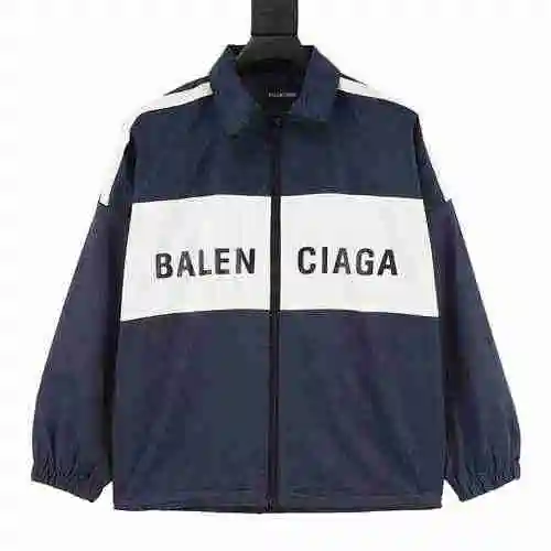 Blcg Color Block Letter Print Jacket Charge Coat