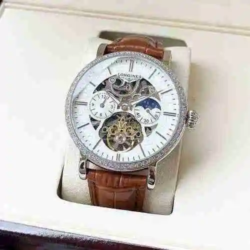 Reloj Longines para hombre con movimiento mecánico original totalmente automático, caja de acero de 