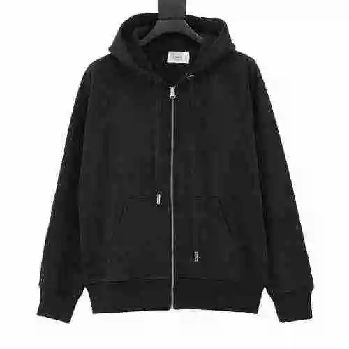 Ami/Love Classic Love Logo Embroidered Zipper Coat
