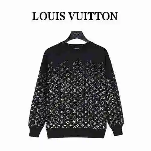 LV/Louis Vuitton 23Fw AOP Old Flower Gradient Round Neck Sweater
