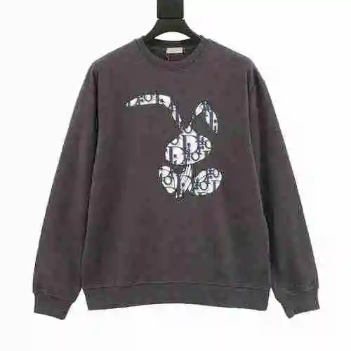 CD Rabbit Print Round Neck Sweater