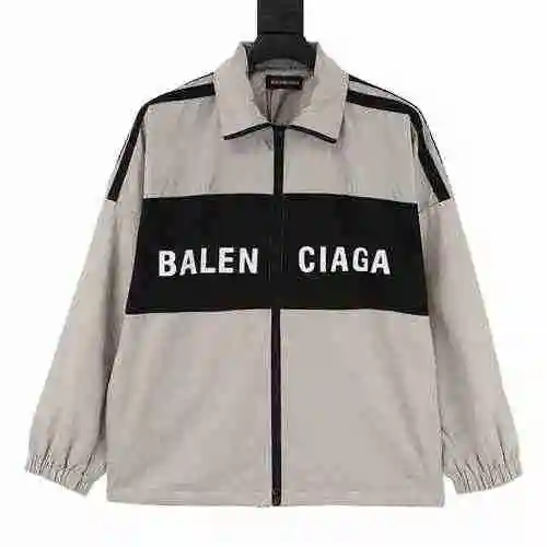Blcg Color Block Letter Print Jacket Charge Coat