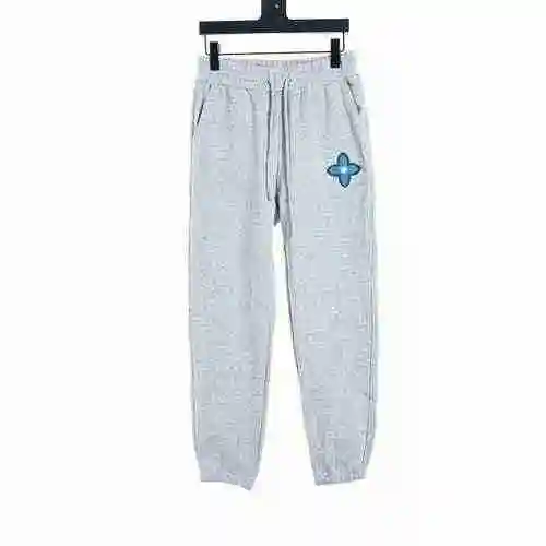 Cross flower embroidered pants