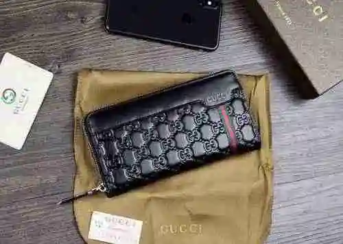 Cartera con clip largo dedicada para hombre GUCCI hecha de piel de vaca original importada Bolsa de 