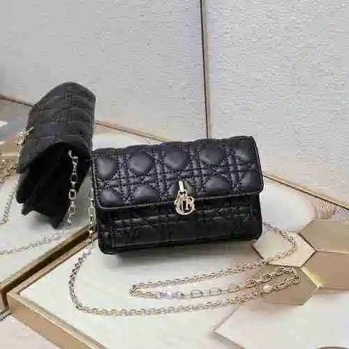 Bolso con cadena DIOR hecho de material de lona importado, bolsa de regalo para entrega de alta cali