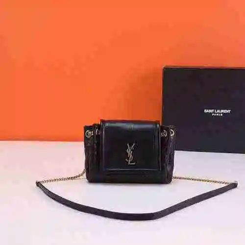 Bolso con cadena YSL Saint Laurent hecho de material de lona importado, bolsa de regalo de entrega d