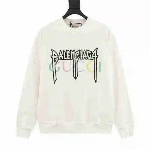 Blcg x G family co branded embroidered logo printed round neck sweater