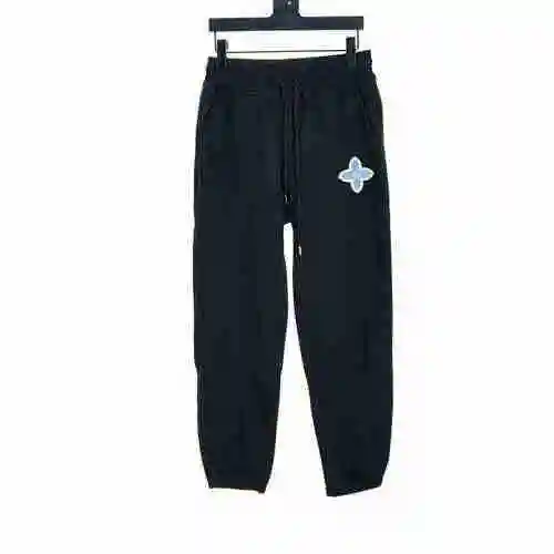 Cross flower embroidered pants