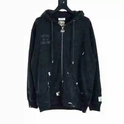 LANVIN X GALLERY DEPT 22FW English Letter Graffiti Colored Print Hooded Zipper Coat
