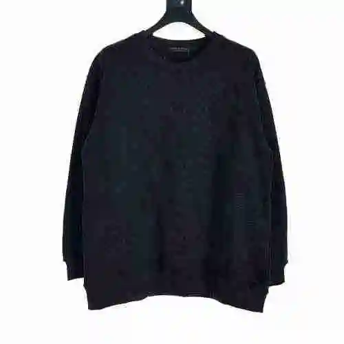 Simple Old Flower Embossed Letter Round Neck Sweater