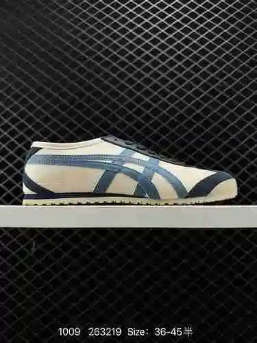 9 Onitsuka Tiger MEXICO66 Zapato de lona de cuero informal clásico sin cordones Arthur Ghost Tiger. 