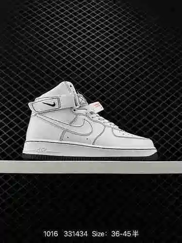 El zapato de tabla casual Nike Air Force High '7 en blanco y negro con caña alta Red Line Air Force 