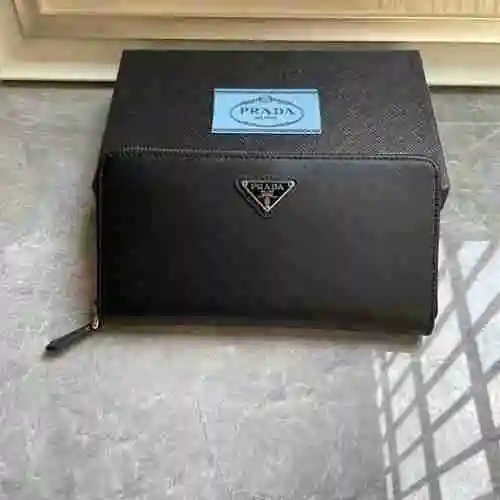 Cartera con clip largo dedicada para hombre PRADA hecha de piel de vaca original importada Bolsa de 
