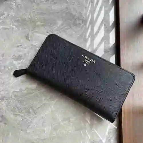 Cartera con clip largo dedicada para hombre PRADA hecha de piel de vaca original importada Bolsa de 