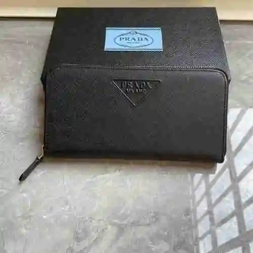 Cartera con clip largo dedicada para hombre PRADA hecha de piel de vaca original importada Bolsa de 