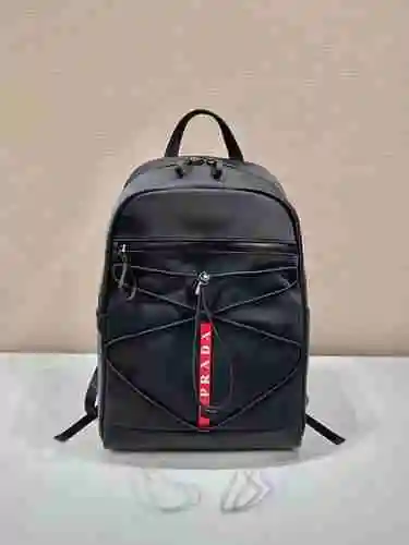 Mochila exclusiva para hombre PRADA hecha de piel de vaca original importada Bolsa de regalo con ent