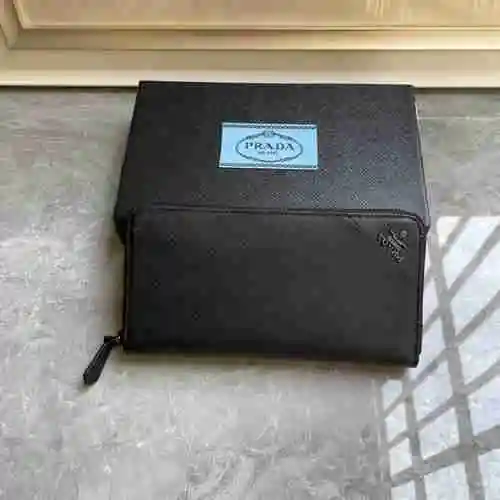 Cartera con clip largo dedicada para hombre PRADA hecha de piel de vaca original importada Bolsa de 