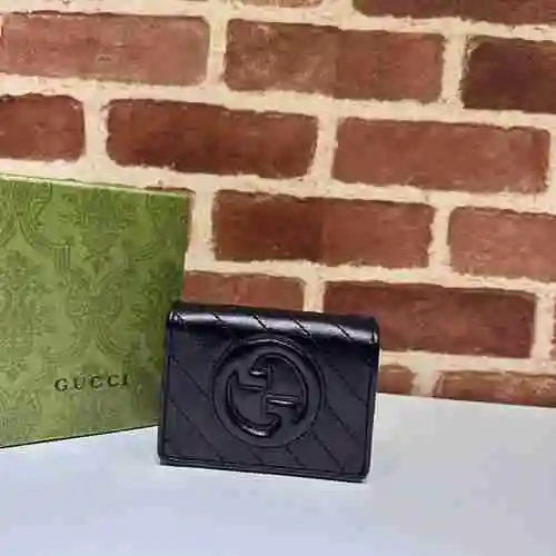 Cartera GUCCI con clip corto hecha de piel de vaca Original importada, bolsa de regalo con entrega d