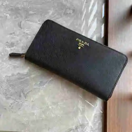 Cartera con clip largo dedicada para hombre PRADA hecha de cuero de vaca Original importado bolsa de