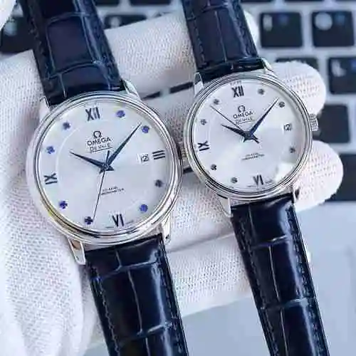 Reloj Omega Par de relojes emparejados con movimiento mecánico completamente automático original Caj