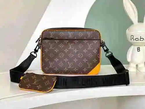 Bolso cruzado exclusivo para hombre LV hecho de piel de vaca original importada Bolsa de regalo con 