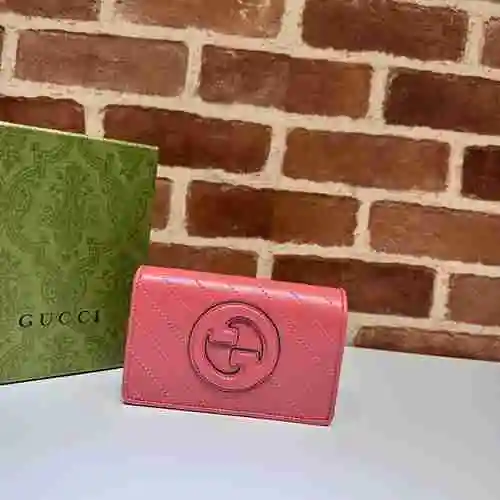Cartera con clip largo GUCCI hecha de piel de vaca original importada Bolsa de regalo de entrega de 