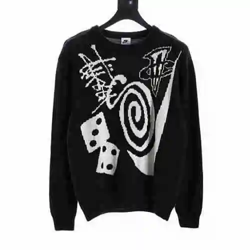 Co branded logo pattern printed knitted sweater