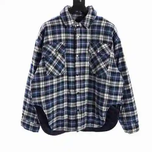 Far Archive Blue Plaid Cotton Coat