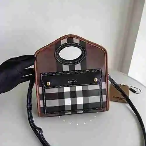 BUR Burberry Tote Bag adopta una versión de réplica de cuero original importada de primer nivel para