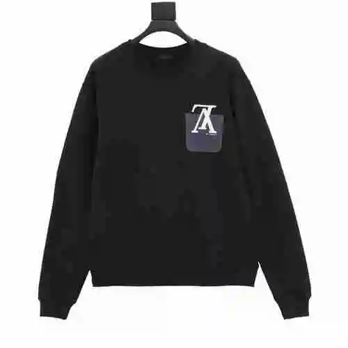 1V 22Fw Fake Pocket Letter Printed Round Neck Sweater