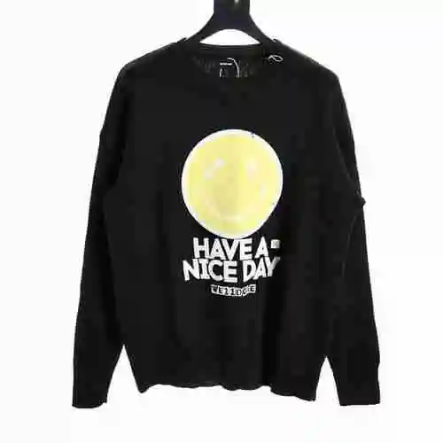 WE11DONE Smiling Face Printed Knitted Sweater