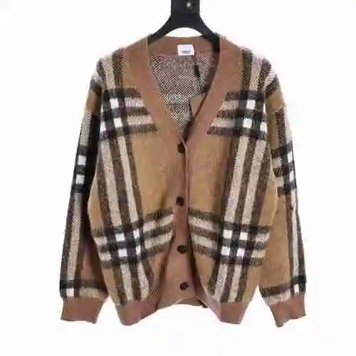 BBR Mohair striped plaid cardigan jacket