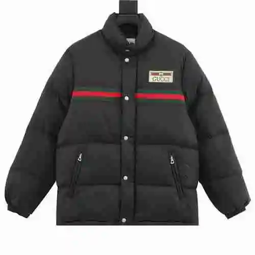 G Family 22ss Red Green Ribbon Down Coat