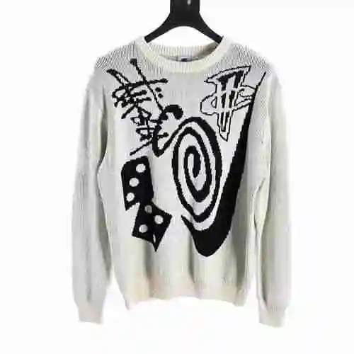 Co branded logo pattern printed knitted sweater