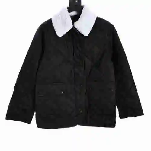 BBR detachable wool collar diamond plaid cotton jacket