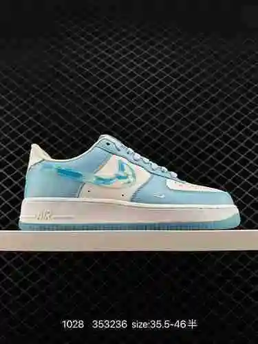 8 Nike Air Force Low Blue Sky y White Cloud Air Force No.1 zapatos deportivos y casuales de caña baj
