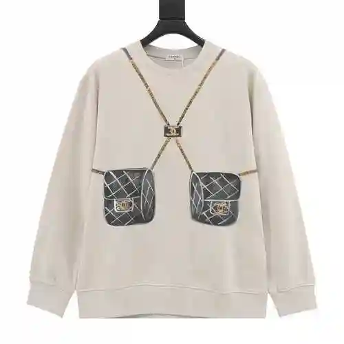 CHA * NEL/Chanel Xiaoxiang Hand-painted Printed Round Neck Sweater