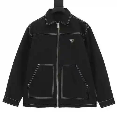Prada PRD 23FW flocked denim open zip denim jacket