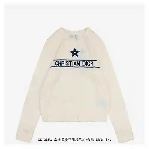CD 23Fw Lucky Star Jacquard Round Neck Sweater - Women's