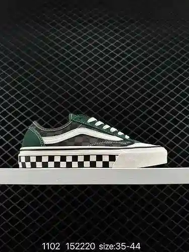 Vans Vans Style 36 Decon VR3 Vans Official Black Green Checkerboard Splice Environmental Protection 