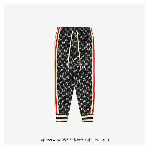 G Family 22Fw Double G Jacquard Red Ribbon Pants