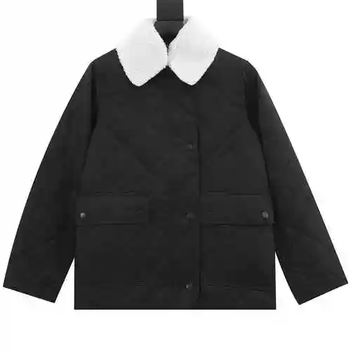 BBR 23FW detachable wool collar diamond plaid cotton jacket