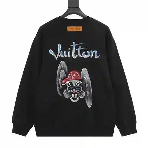 1V graffiti hand-painted round neck sweater