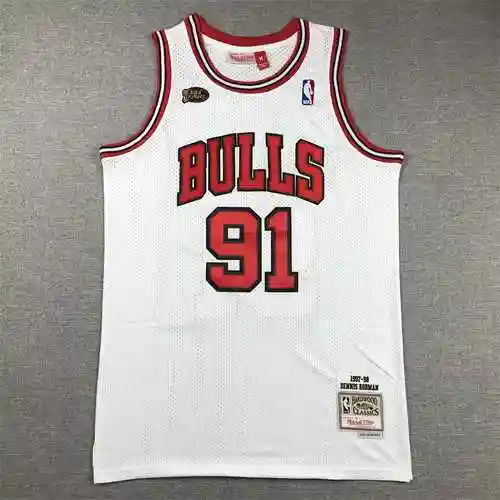 Mitchell y amp; Ness Bulls 91 Rodman 98 Finales Blanco