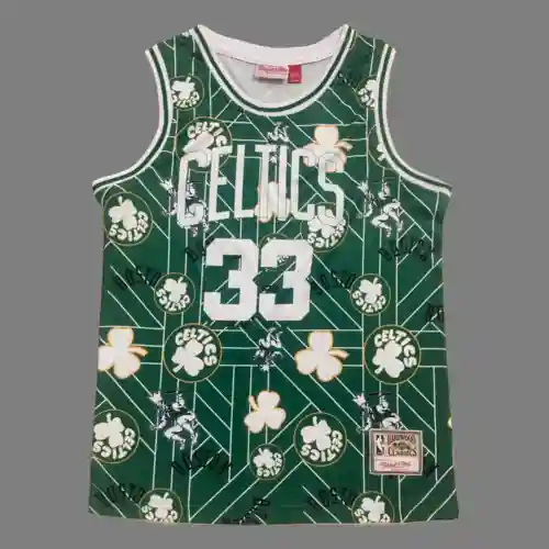 Mitchell y amp; Ness Celtics 33 Pájaro Estampado Vintage Verde