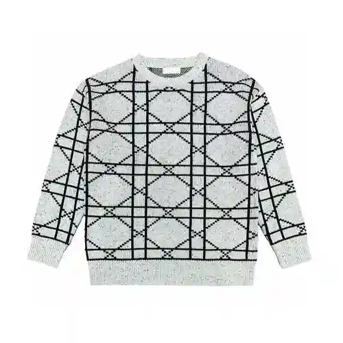 CD Dior 23FW Diamond Plaid Round Neck Sweater