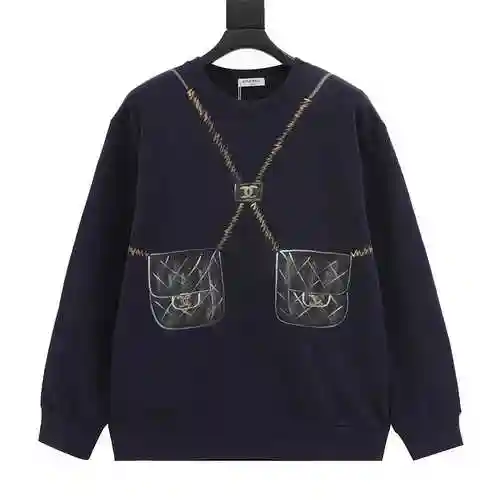 CHA * NEL/Chanel Xiaoxiang Hand-painted Printed Round Neck Sweater