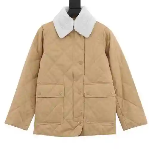 BBR 23FW detachable wool collar diamond plaid cotton jacket