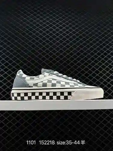 Vans Style 36 SF Parche de cuadros azul claro y blanco y negro Colección versátil Caja de zapatos co