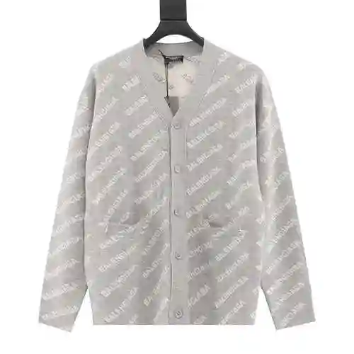 Blcg 22FW Bullet Screen Logo Wool Jacquard Knitted Cardigan